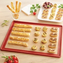 Lot 2 tapis plaque de cuisson en silicone et fibre de verre structure acier 39,7 x 29,5 cm Mathon