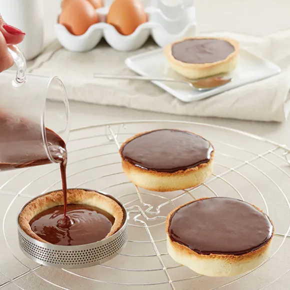 Lot tapis plaque de cuisson 39,7 x 29,5 cm et 4 cercles à tarte perforés 8 cm Mathon