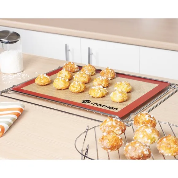 Lot Volette rectangulaire en inox avec tapis de cuisson en silicone Mathon
