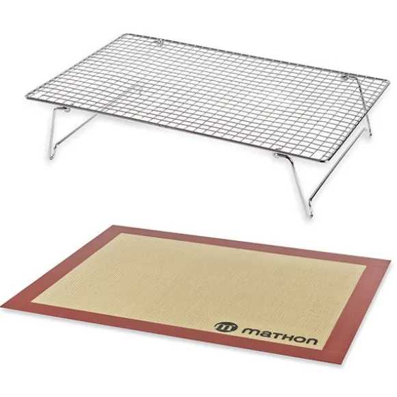 Lot Volette rectangulaire en inox avec tapis de cuisson en silicone Mathon