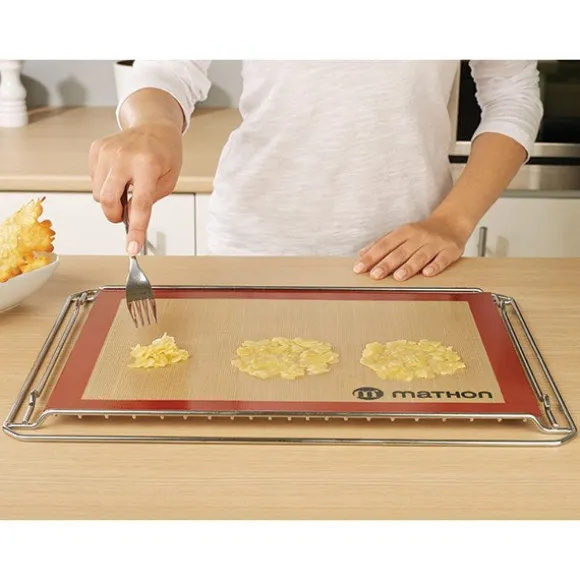 Lot Volette rectangulaire en inox avec tapis de cuisson en silicone Mathon
