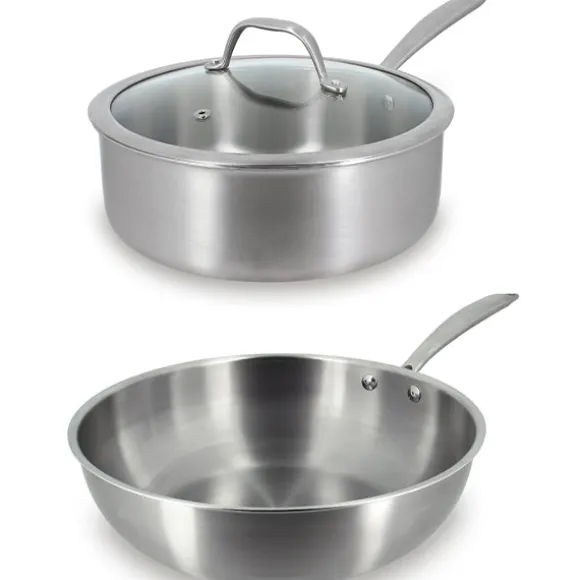 Lot wok 28 cm et sauteuse 24 cm tout inox Triply Menastyl