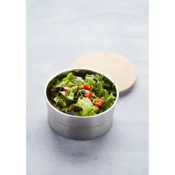Lunch box ronde en inox 850 ml et couvercle en bambou Point Virgule