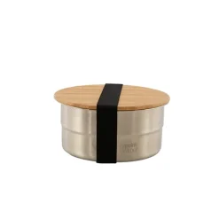 Lunch box ronde en inox 850 ml et couvercle en bambou Point Virgule