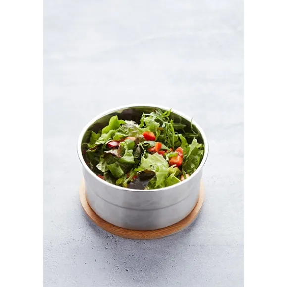 Lunch box ronde en inox 850 ml et couvercle en bambou Point Virgule