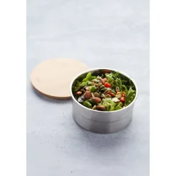 Lunch box ronde en inox 850 ml et couvercle en bambou Point Virgule