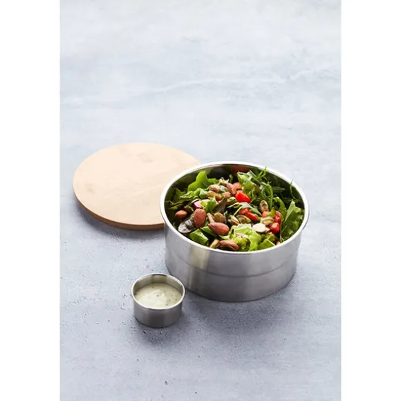 Lunch box ronde en inox 850 ml et couvercle en bambou Point Virgule