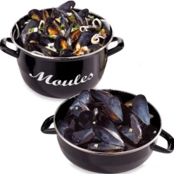 Marmite à moules acier émaillé 24 cm 5 L Baumalu