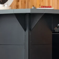 Modulo comptoir d'angle avec plateau et cornière gris cargo ENO