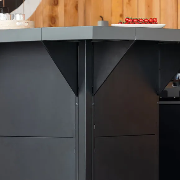 Modulo comptoir d'angle avec plateau et cornière gris cargo ENO
