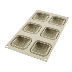Moule silicone 6 Mini gâteaux Elegenza texture matelassée Silikomart