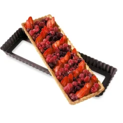 Moule à tarte amovible rectangle acier revêtu antiadhérent bords cannelés 36 cm Mathon