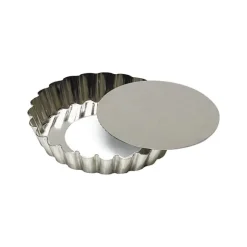 Moule à tartelette fond amovible 12 cm en fer blanc Gobel