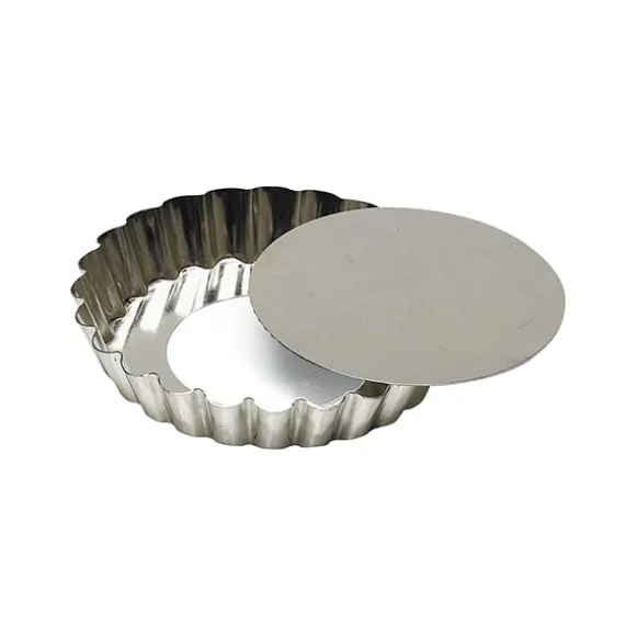 Moule à tartelette fond amovible 12 cm en fer blanc Gobel