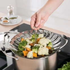 Panier vapeur inox marguerite pliable 28 cm Mathon