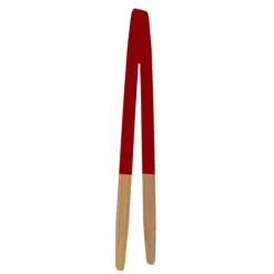 Pince à toast en bambou rouge 24 cm Pebbly
