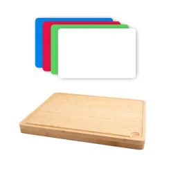 Planche à découper en bambou avec 4 inserts 40 × 30 cm Point Virgule