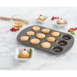 Plaque 12 mini savarins en acier revêtu 26,5 cm Mathon