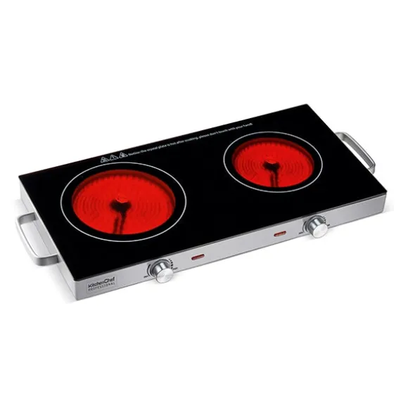 Plaque vitrocéramique 2 foyers 1800 W et 1000 W 64 x 30 cm KCP.PV2800 Kitchen Chef Professional