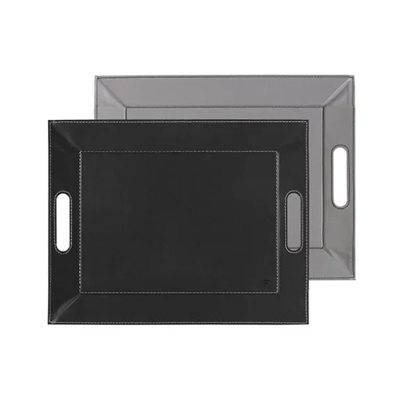 Plateau bicolore réversible noir et gris 45 cm FreeForm