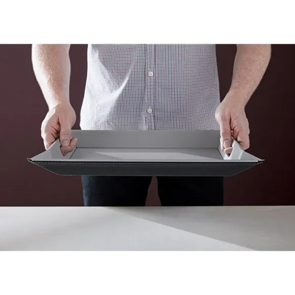 Plateau bicolore réversible noir et gris 45 cm FreeForm