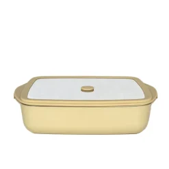 Plat à four carré en verre borosilicate avec couvercle Crème 1,6 L Pebbly