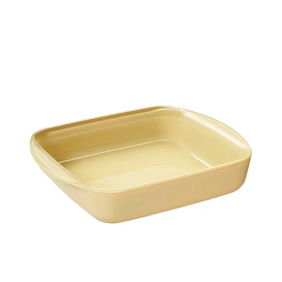 Plat à four carré en verre borosilicate avec couvercle Crème 1,6 L Pebbly