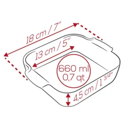 Plat à four céramique Appolia carré rouge 18 cm Peugeot