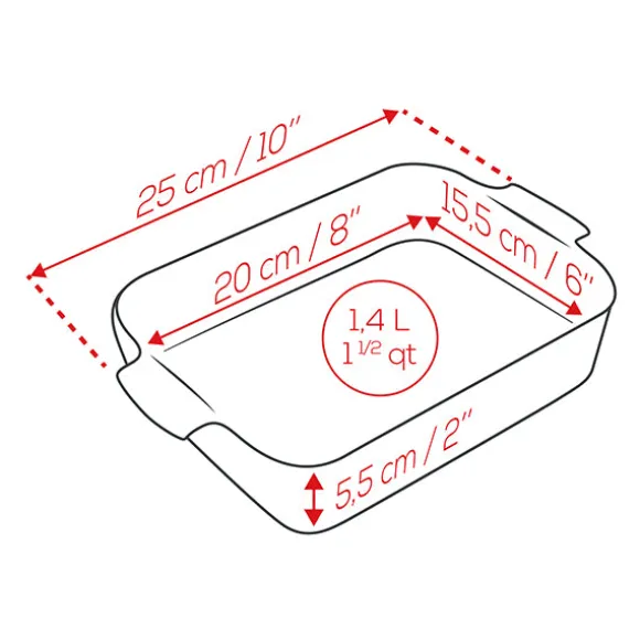 Plat à four céramique Appolia rectangulaire rouge 25 cm Peugeot