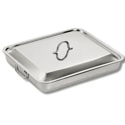 Plat à four en inox avec couvercle 35 x 27 cm Inoxriv