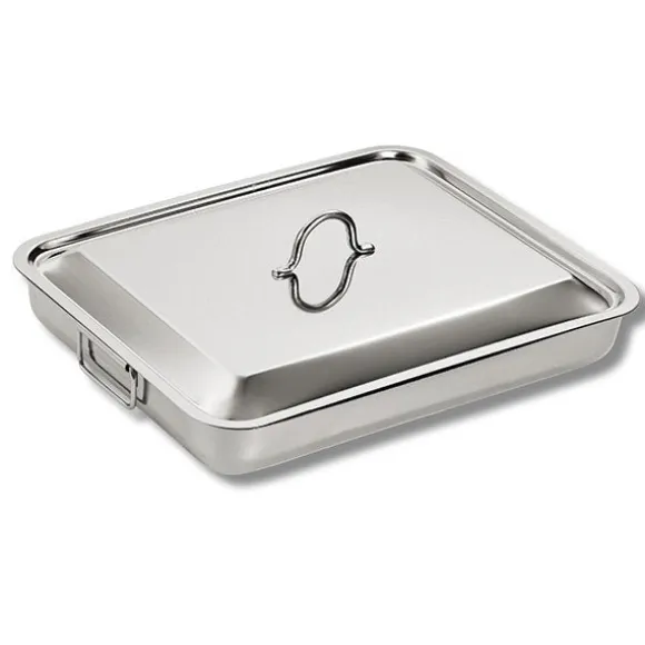 Plat à four en inox avec couvercle 35 x 27 cm Inoxriv