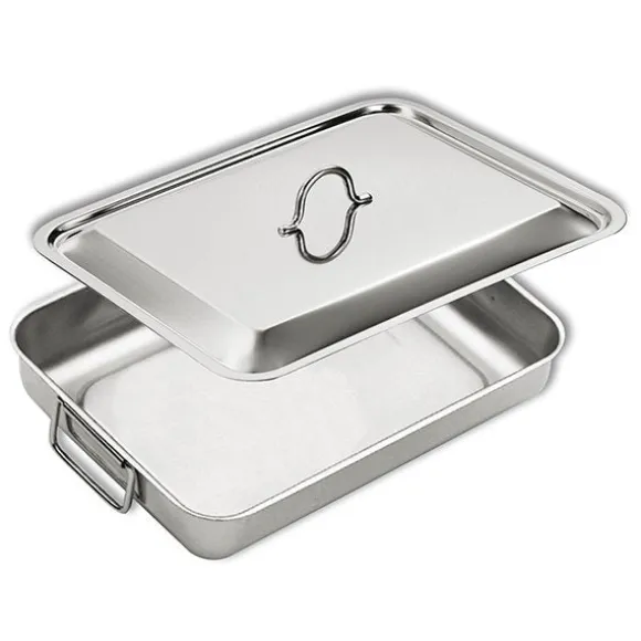 Plat à four en inox avec couvercle 35 x 27 cm Inoxriv