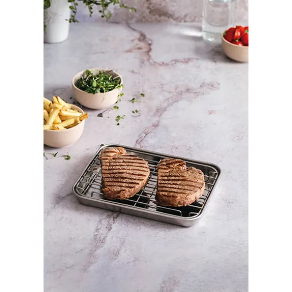 Plat à four en inox avec grille 40,5 cm Lacor