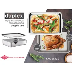 Plat à four Inox extra profond avec couvercle Duplex Inoxriv