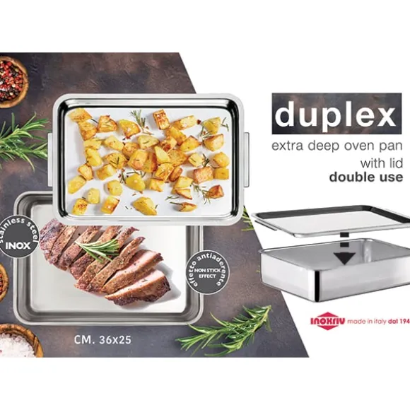 Plat à four Inox extra profond avec couvercle Duplex Inoxriv