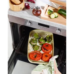 Plat à four rectangulaire en verre borosilicate avec couvercle Crème 3,6 L Pebbly
