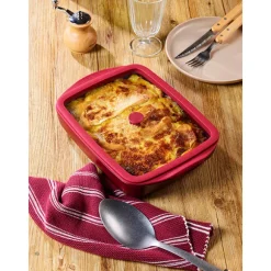Plat à four rectangulaire en verre borosilicate avec couvercle Grenat 1,6L Pebbly