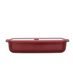 Plat à four rectangulaire en verre borosilicate avec couvercle Grenat 3,6 L Pebbly