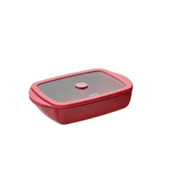 Plat à four rectangulaire en verre borosilicate avec couvercle Grenat 0,8 L Pebbly