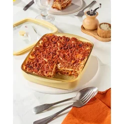 Plat à four rectangulaire en verre borosilicate avec couvercle Crème 1,6 L Pebbly