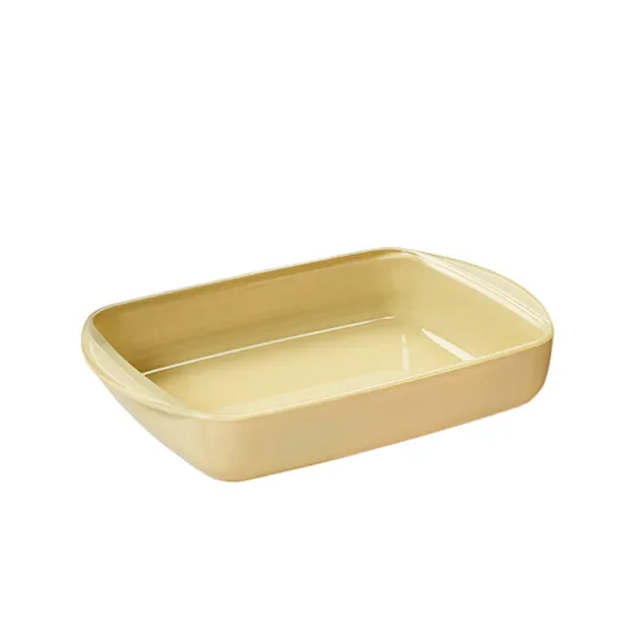 Plat à four rectangulaire en verre borosilicate avec couvercle Crème 1,6 L Pebbly