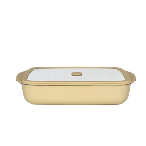Plat à four rectangulaire en verre borosilicate avec couvercle Crème 1,6 L Pebbly