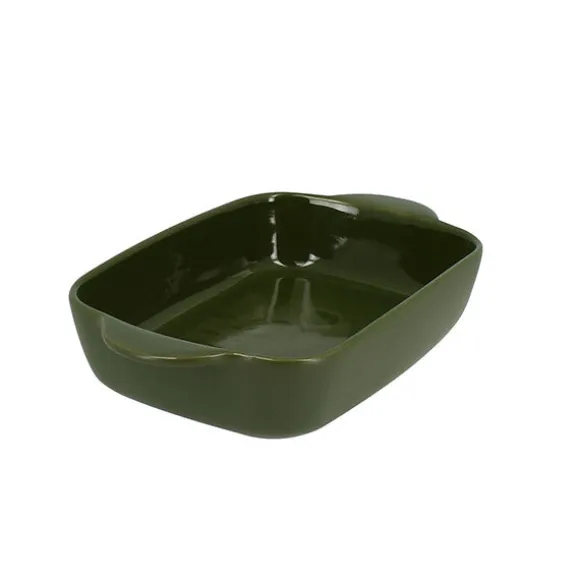 Plat à four rectangulaire Octave en grès vert 21,8 x 13,5 cm Menastyl