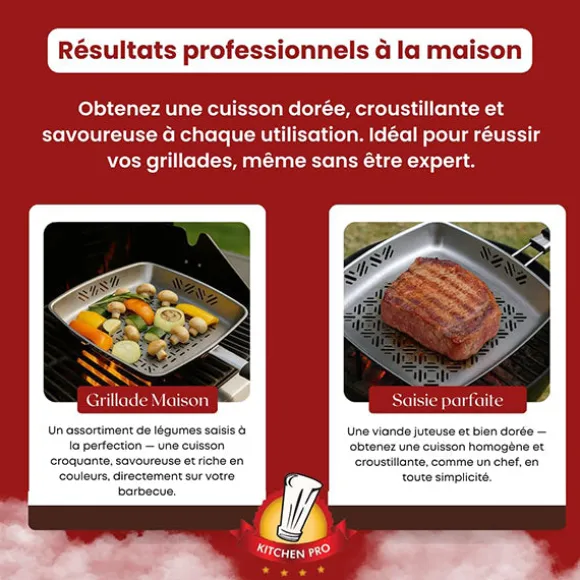 Poêle à barbecue en inox Kitchenpro