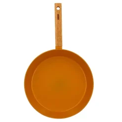 Poêle Ector induction aluminium revêtu manche en bois 28 cm jaune Ogo