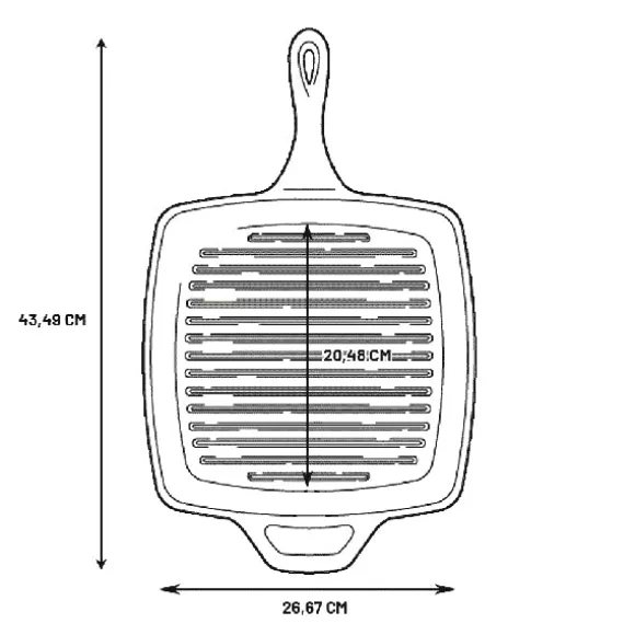 Poêle grill carrée en fonte naturelle 27 cm Lodge