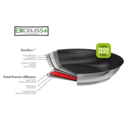 Poêle inox antiadhérente Strate sans manche 28 cm Cristel