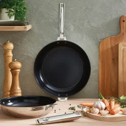 Poêle inox revêtement antiadhérent céramique Clips'Inox sans manche 28 cm Mathon
