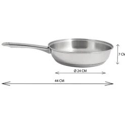 Poêle tout inox avec fond grill 24 cm Artame