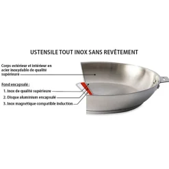 Poêle tout inox Clips’Inox sans manche 20 cm Mathon